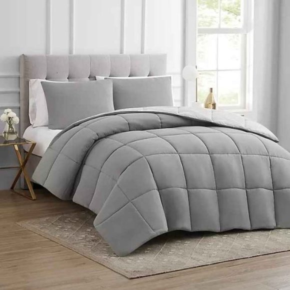 Reversible 2-Piece Chevron Twin Comforter Set in Grey